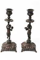 Lot 942 - Pair of 19th century Continental bronze...