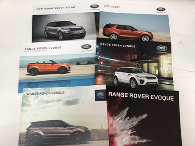 Lot 1987 - Collection of modern Land Rover sales brochures for various models to include Discovery, Discovery Sport, Velar and Evoque (1 box)