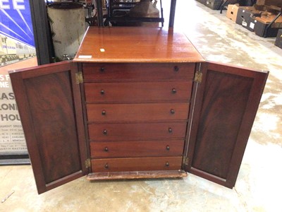 Lot 2669 - 19th century mahogany collectors chest with six draws, enclosed by a pair of hinged panelled doors, 55 x 42 x 42cm