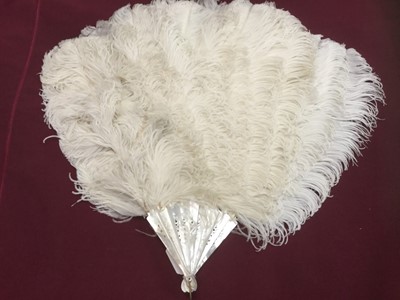 Lot 2128 - Large mother of pearl and ostrich feather fan c.1920s.