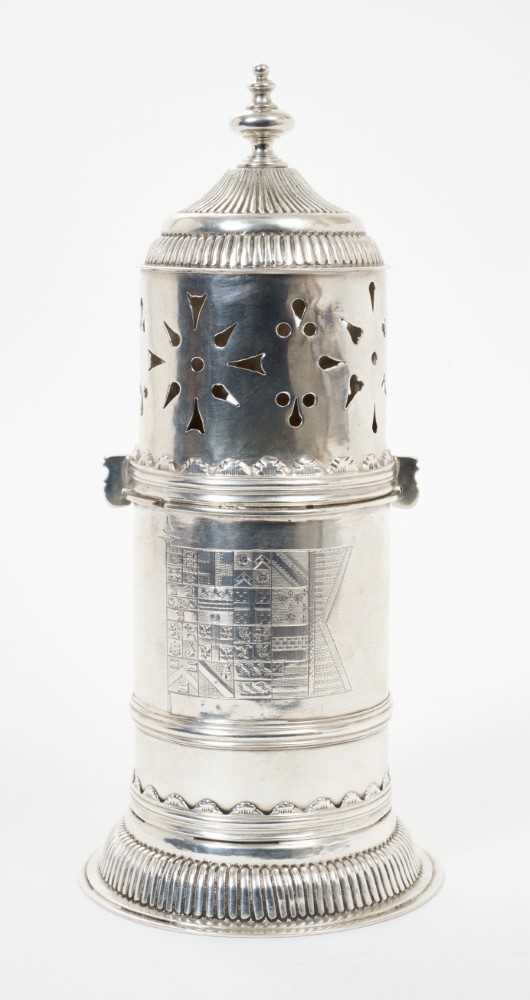 Lot 203 - Extremely rare William III silver lighthouse caster, by William Clare of Warminster
