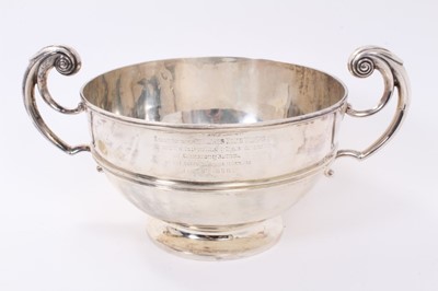 Lot 204 - Large Edwardian twin handled silver rose bowl.