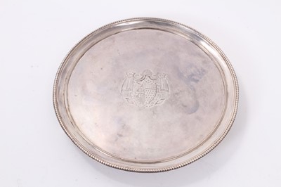 Lot 205 - George III silver circular card tray.