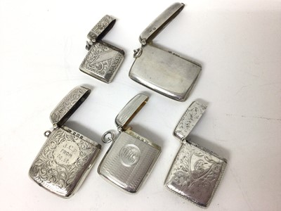 Lot 222 - Five Victorian and later silver vesta cases