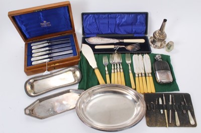 Lot 380 - Selection of miscellaneous plate including wine funnel, fish servers etc