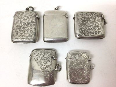 Lot 223 - Five Victorian and later silver vesta cases