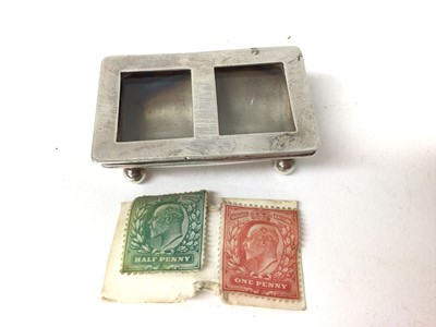 Lot 226 - Two Edwardian silver double trough-shaped stamp boxes (Birmingham 1907-1909)