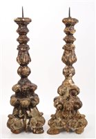 Lot 950 - Pair 17th century Italian parcel giltwood and...