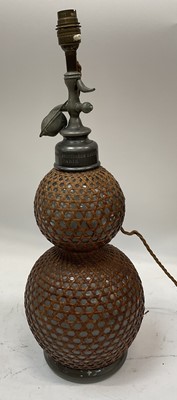 Lot 2573 - Antique soda siphon converted to a lamp