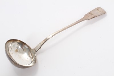 Lot 230 - William IV Scottish silver soup  ladle