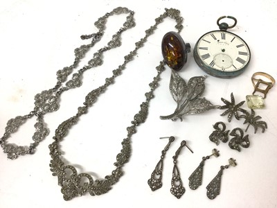 Lot 234 - 19th century French Palais Royale-type gilt metal and mother o pearl aid memoir and lot costume jewellery