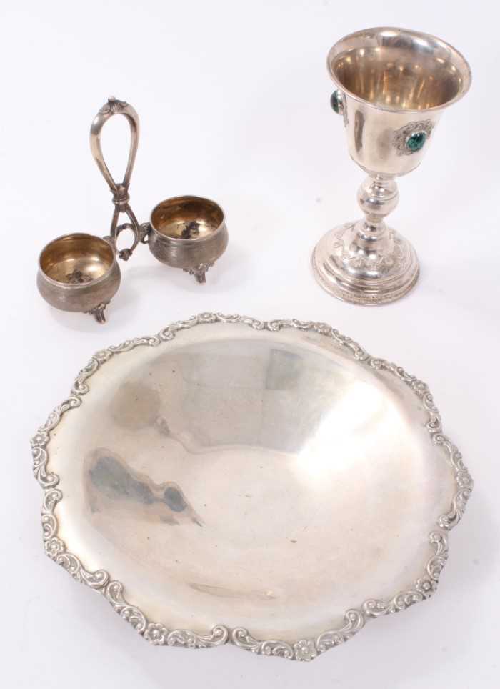 Lot 233 - Selection of Continental silver and white metal including 800 standard dish and other item