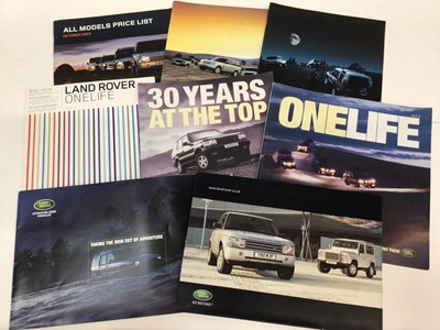 Lot 1977 - Collection of miscelanious early 2000s Land Rover brochures to include price lists, Land Rover insurance and Land Rover Experience brochures (1 box)