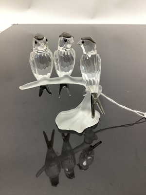 Lot 1258 - Swarovski crystal model of three Swallows on a branch