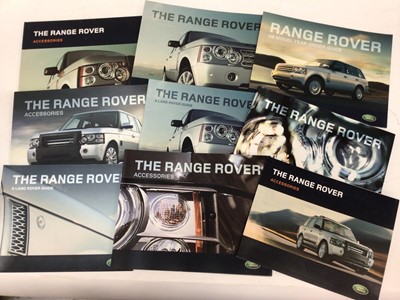 Lot 1975 - Large collection of Range Rover L322 sales brochures, price lists, accessory brochures and others (1 box)