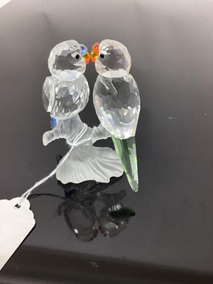 Lot 1260 - Swarovski crystal model of two Budgies