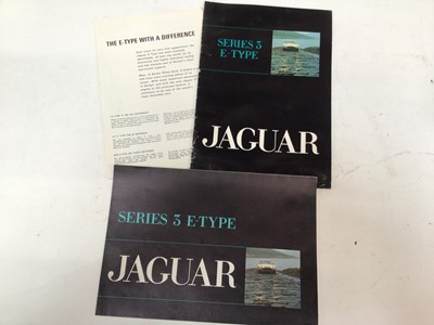 Lot 1967 - Jaguar E - Type Series 3 sales brochure together with two other Jaguar E - Type brochures (3)