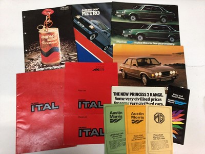 Lot 1959 - Collection of Triumph Herald related brochures and handbooks, together with Austin Rover sales brochures for Metro, Allegro and others (1 box)