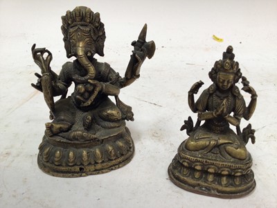 Lot 2484 - Two Indian bronze figures of Ganesh and Vishnu