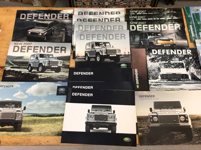 Lot 1948 - Collection of Land Rover Defender sales brochures from the late 1990's until the end of production (1 box)