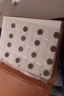 Lot 465 - World - Mixed coins and banknotes to include Royal Mail first day coin covers, G.B. silver coins, Georgian copper U.S. silver Dollar and other issues within albums