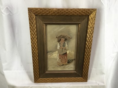 Lot 153 - W. Collins, 19th century watercolour of a farm girl