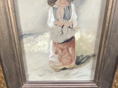 Lot 153 - W. Collins, 19th century watercolour of a farm girl