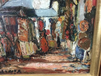 Lot 158 - Interesting oil painting of Tunisia, with Brussels inscription to back, indistinctly signed