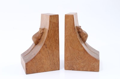 Lot 2500 - Pair of Robert 'Mouseman' Thompson of Kilburn, carved oak bookends