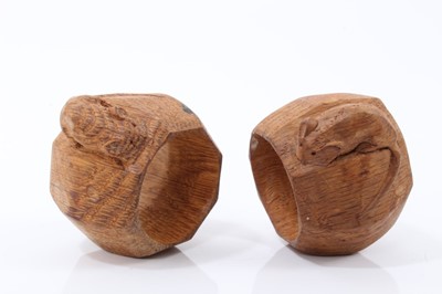 Lot 2503 - Pair of Robert 'Mouseman' Thompson of Kilburn, carved oak napkin rings