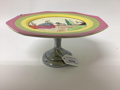 Lot 1310 - Clarice Cliff Bizarre range cake stand (chip to rim)