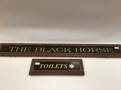 Lot 2493 - The Black Horse pub sign together with a matching Toilets sign (2)