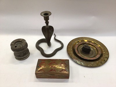 Lot 2496 - Group of mostly Middle Eastern brassware, including Mamluk ware