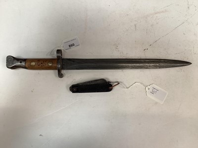 Lot 860 - Victorian Lee Metford bayonet and folding army knife (2)