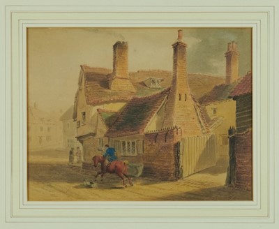Lot 1001 - Thomas Smythe, set of four watercolour depictions of Ipswich Taverns and street scenes, The Halberd Inn, Saracens Head, St Margaret’s Green, Old Running Buck.