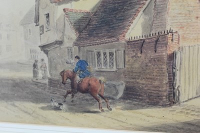 Lot 1001 - Thomas Smythe, set of four watercolour depictions of Ipswich Taverns and street scenes, The Halberd Inn, Saracens Head, St Margaret’s Green, Old Running Buck.