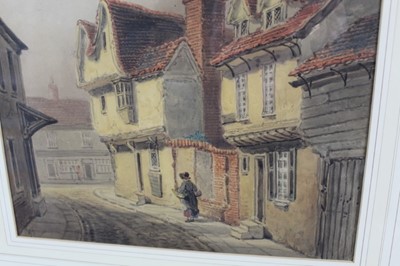 Lot 1001 - Thomas Smythe, set of four watercolour depictions of Ipswich Taverns and street scenes, The Halberd Inn, Saracens Head, St Margaret’s Green, Old Running Buck.