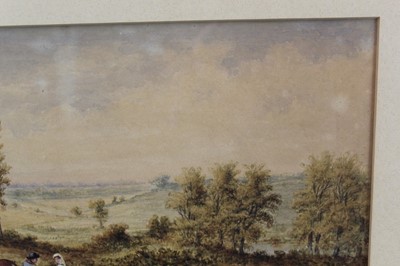 Lot 994 - Thomas Smythe watercolour, extensive landscape with figures