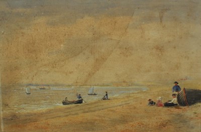 Lot 991 - Thomas Smythe watercolour, Figures on Felixstowe beach