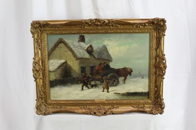 Lot 997 - Thomas Smythe (1825-1906) oil on canvas, The Snowball Fight, signed, 31cm x 46cm, in gilt frame