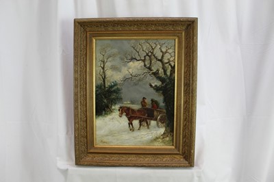 Lot 995 - Thomas Smythe oil on canvas, Horse and cart in the snow
