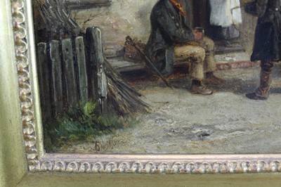 Lot 992 - Thomas Smythe oil on canvas, figures outside the Swan