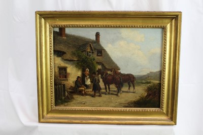 Lot 992 - Thomas Smythe oil on canvas, figures outside the Swan