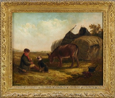 Lot 1000 - Thomas Smythe (1825-1906) oil on canvas - Traveller resting with Dog and Donkey (a late work), signed