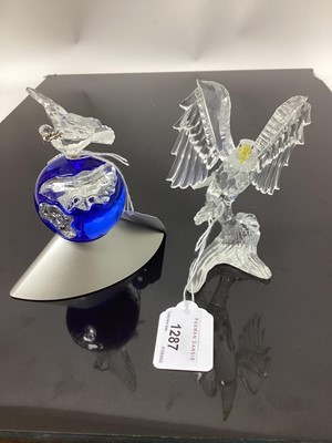 Lot 1287 - Swarovski crystal Feathered Beauties model - Bald Eagle together with Millennium crystal planet (2)