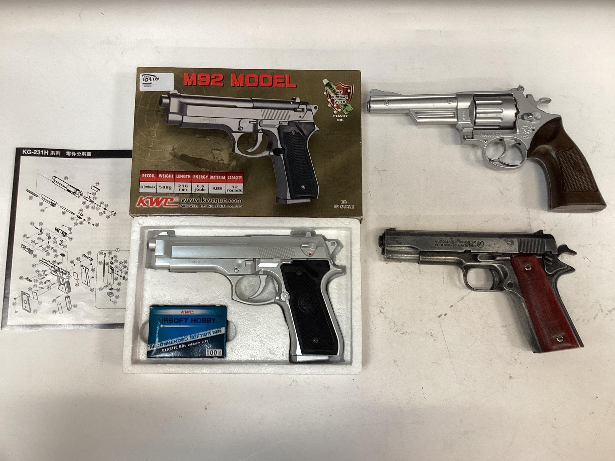 Lot 902 - Two B.B. .177 Air Guns And Replica Pistols