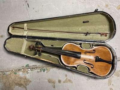 Lot 2220 - Antique violin, cased