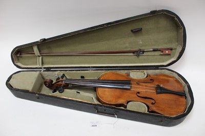 Lot 2220 - Antique violin, cased