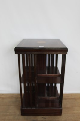 Lot 167 - Edwardian-style inlaid mahogany revolving bookcase of square form, 47cm sqaure x 79cm high