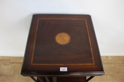 Lot 167 - Edwardian-style inlaid mahogany revolving bookcase of square form, 47cm sqaure x 79cm high